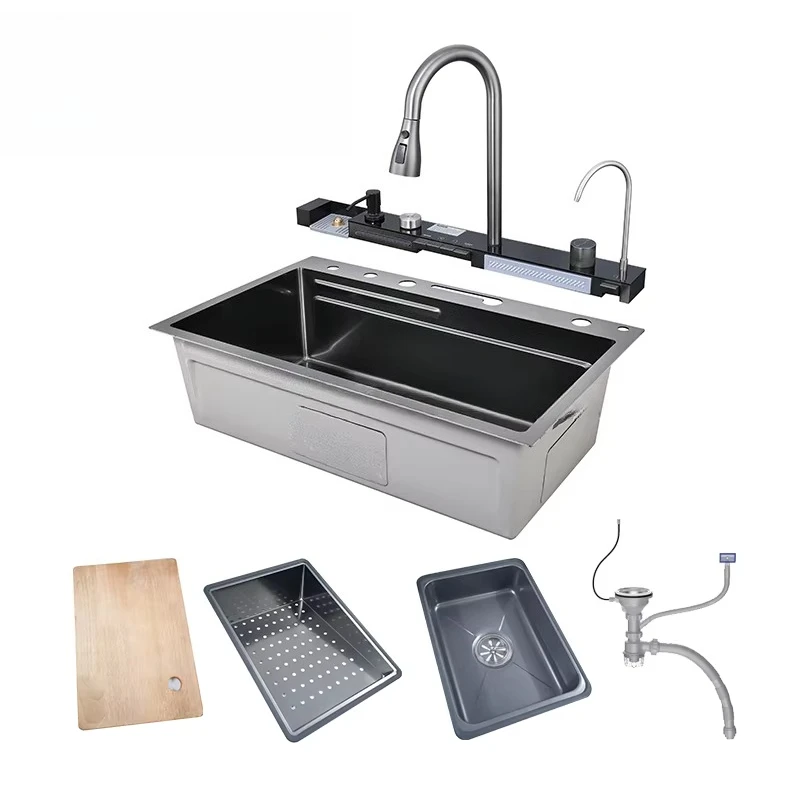 Kitchen Trend Smart High Temperature Automatic Dishwasher Single Bowl Sink Nano Modern Design Made of Stainless Steel