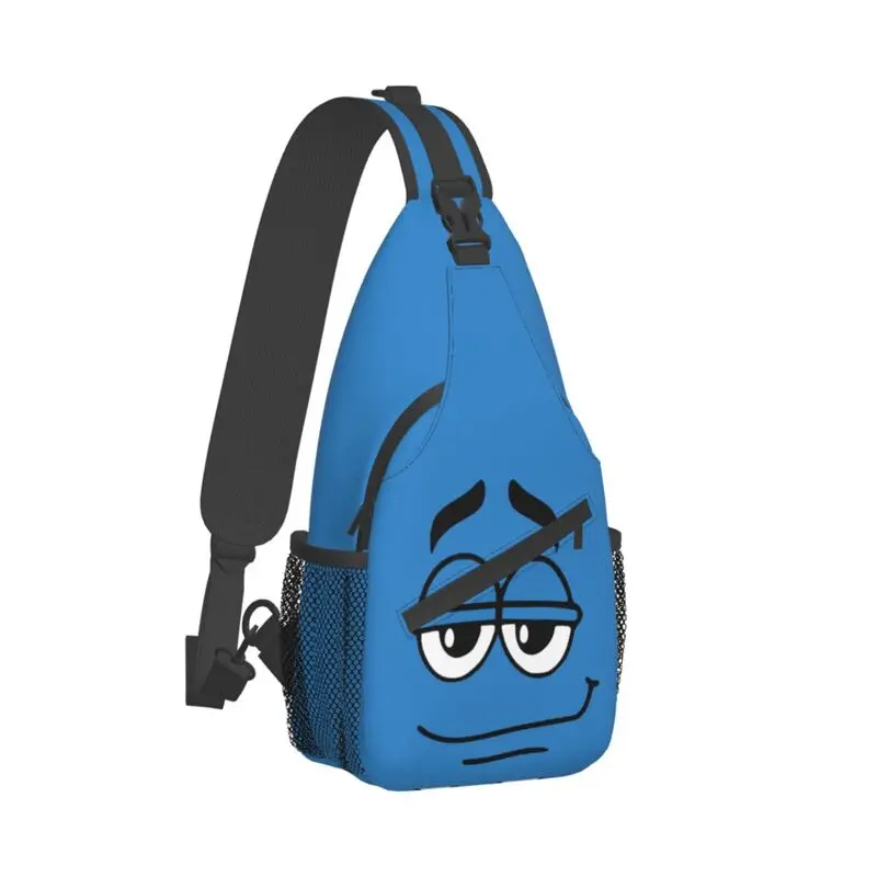 Mochila cruzada con caras de caramelo para hombre, bolso de pecho de hombro personalizado, mochila de día de viaje, dibujos animados, Chocolate, azul