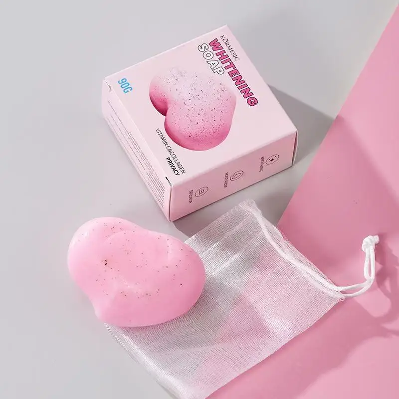 Vitamin C & Collagen Heart-Shaped Peach Buttock Soap Dark Spot Reducing for Buttocks Joint & Underarm Brightening Body Soap