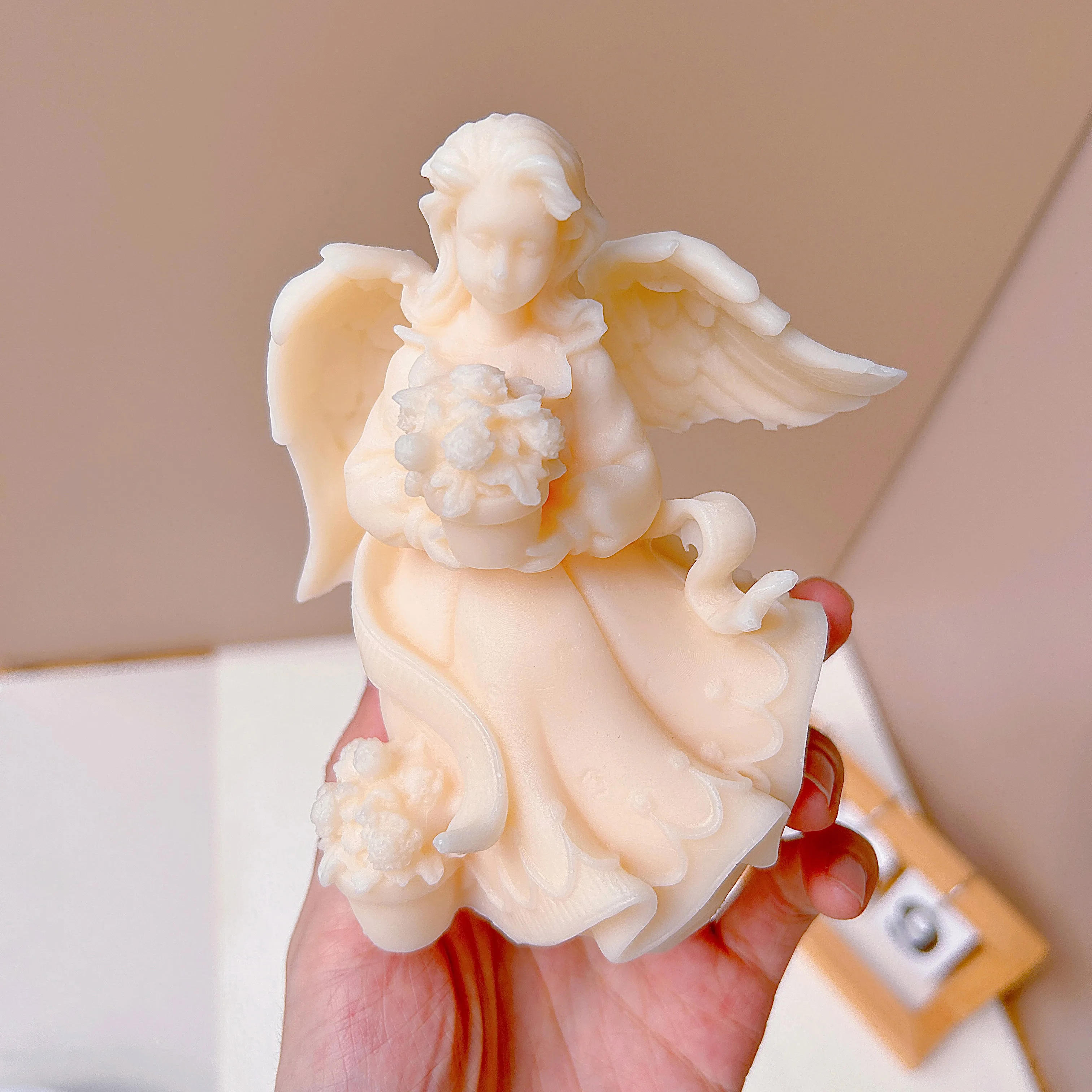 

2023 New Handheld Flower Angel Candle Silicone Mold Wing Angel Candle Mold DIY Angel Girl Wax Model Home Decoration Party Gift