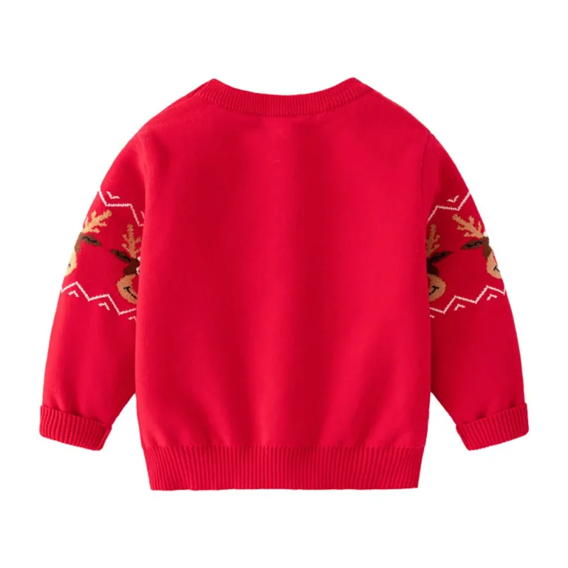 Ragazze ragazzi maglione modello cervo vestiti di natale bambini autunno inverno maglione lavorato a maglia a cuore cappotto pullover bambino manica