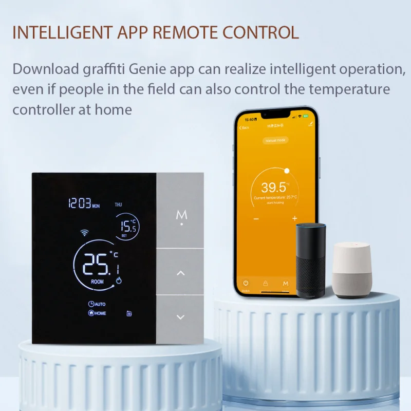LCD Smart Thermostat for Electric & Water Floor Heating,Tuya WiFi APP/Voice Remote Control Smart Home Temperature Control System