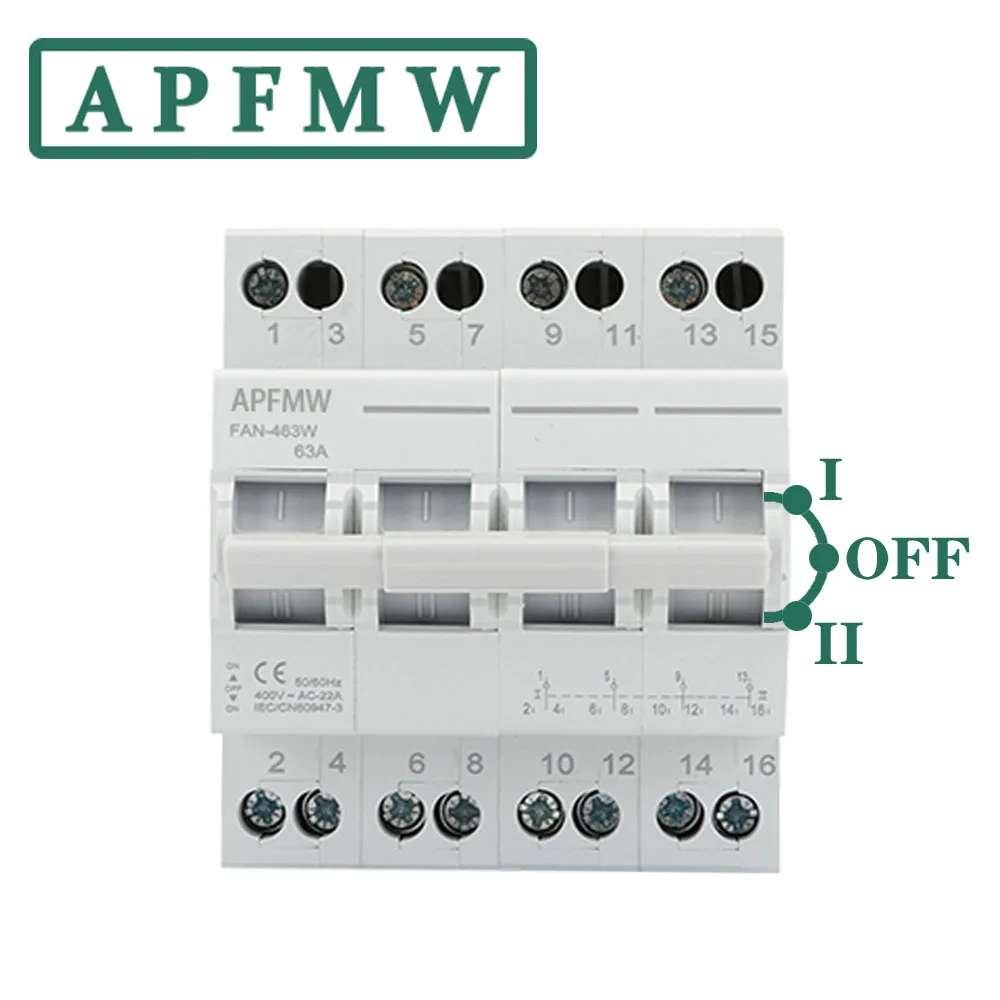 APFMW 40A 63A MTS Dual Power Manual Transfer Isolating Switch Interlock Circuit Breaker 1P 2P 3P 4P 230V Changeover Switch