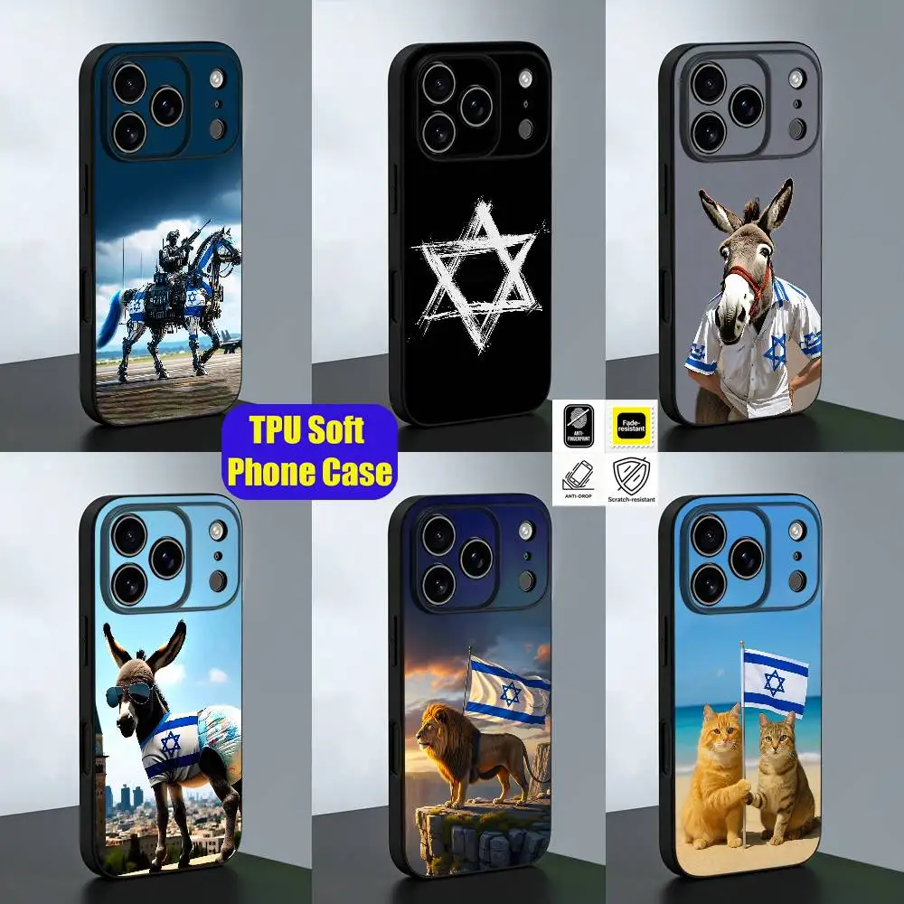 

For Funny I-Israel Star Phone Case iPhone 14,16,12,13,15,11,17,Pro,Max,Plus,E,Air,Mini Black Custom Soft Cover