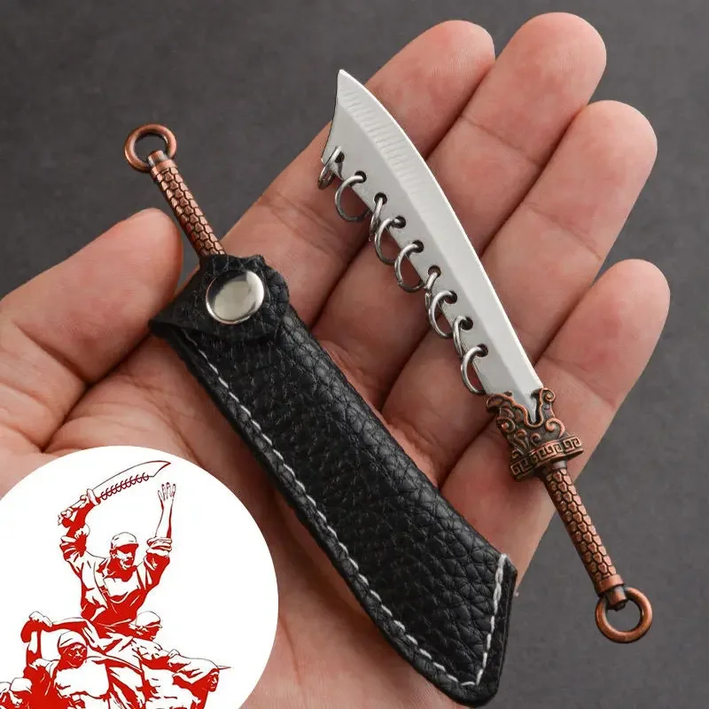 Stainless Steel Mini Nine Ring Knife Outdoor Portable Fruit Knife Self-defense Express Package Unboxing Knife Gift Pendant