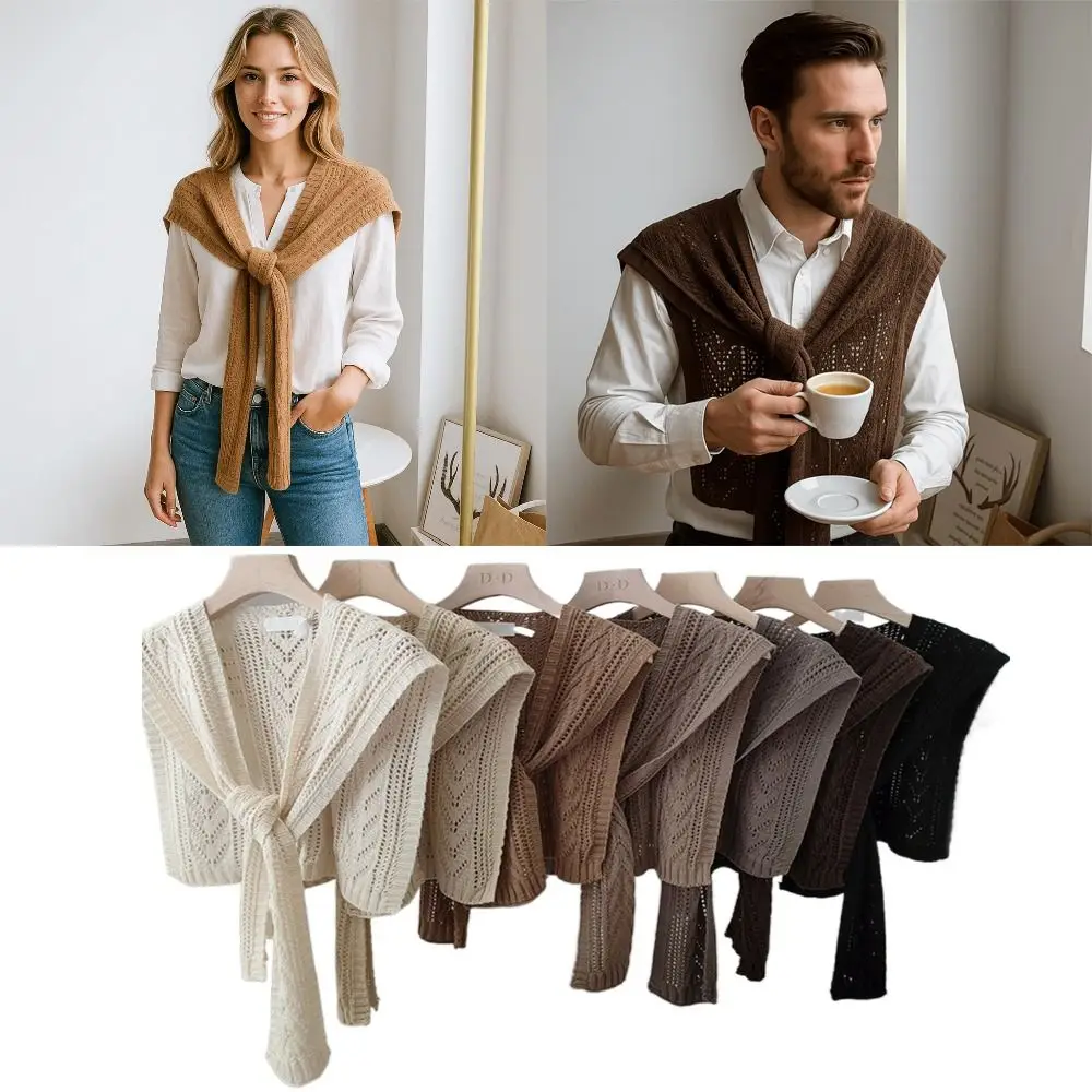 Korean Style Knitted Shawl Knitted Texture Solid Color Air Conditioning Shawl Versatile Design Warm Shoulder Wrap