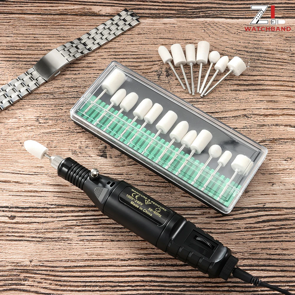 1 Set Watchband Polishing Tools Wool Felt Cotton Brush Cleaning Polishing Kit for Watchmakers Portable Repair Tools Accessories