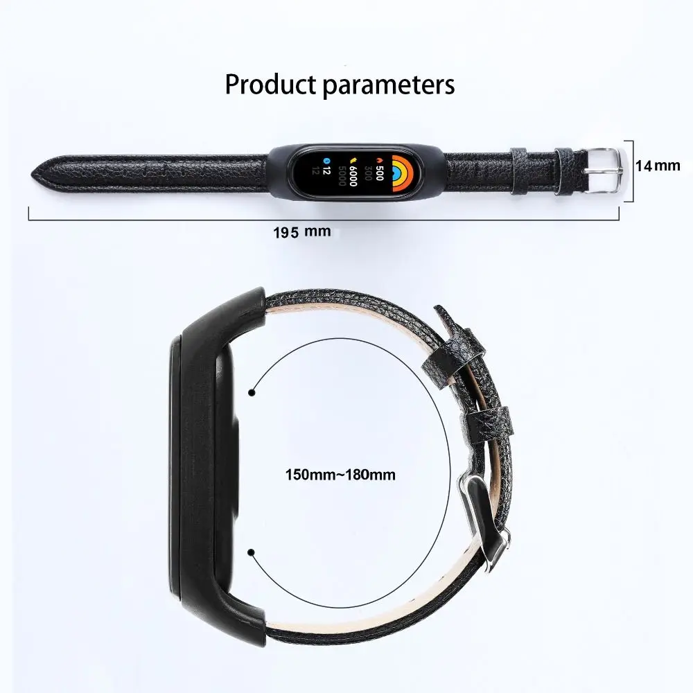 Pulseira de couro pu de substituição, pulseira com conectores de metal, acessórios, pulseira para xiaomi mi band 7 6 5 4 3