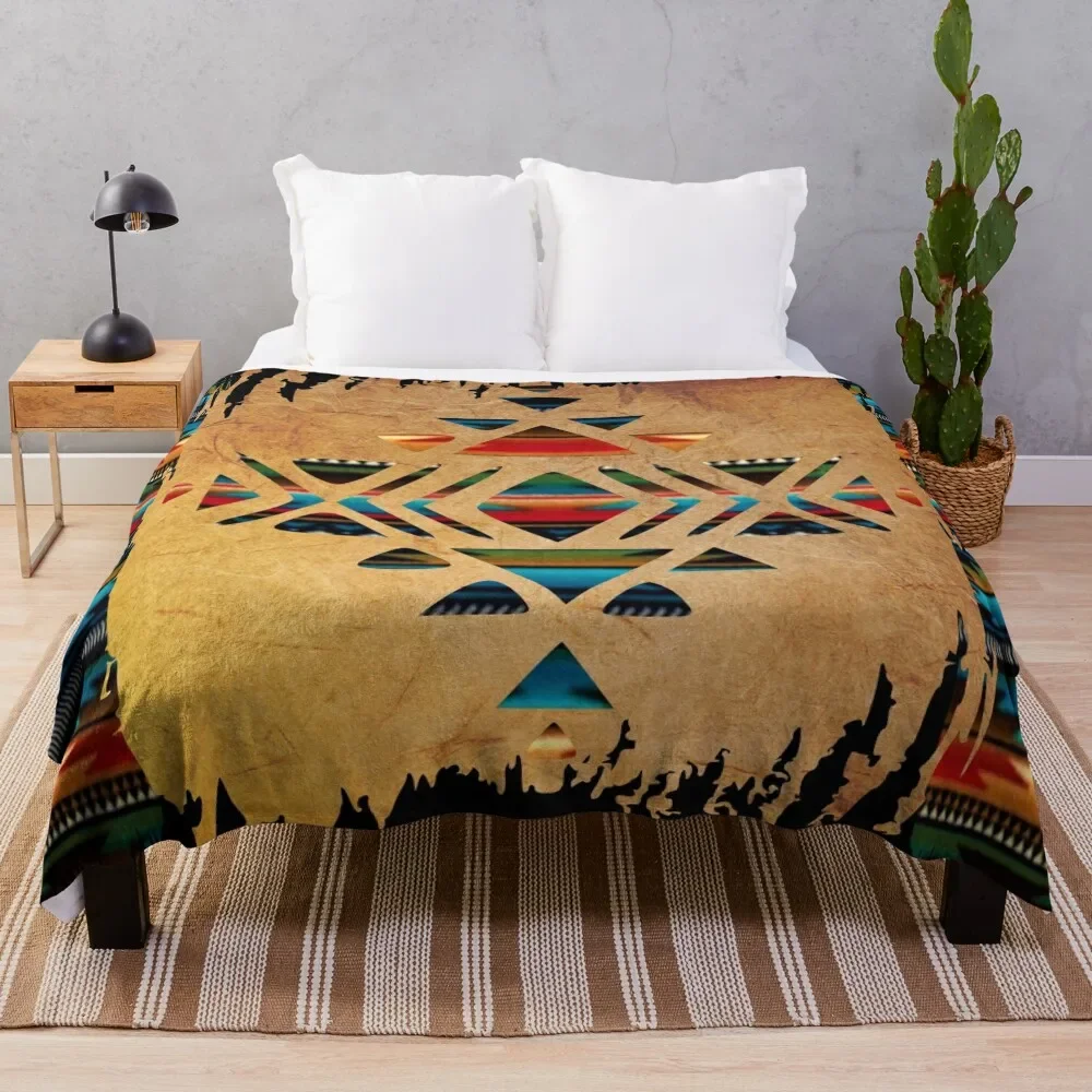 

Navajo Pattern - Aztec Brushstroke Design Throw Blanket for winter Bed linens Blankets