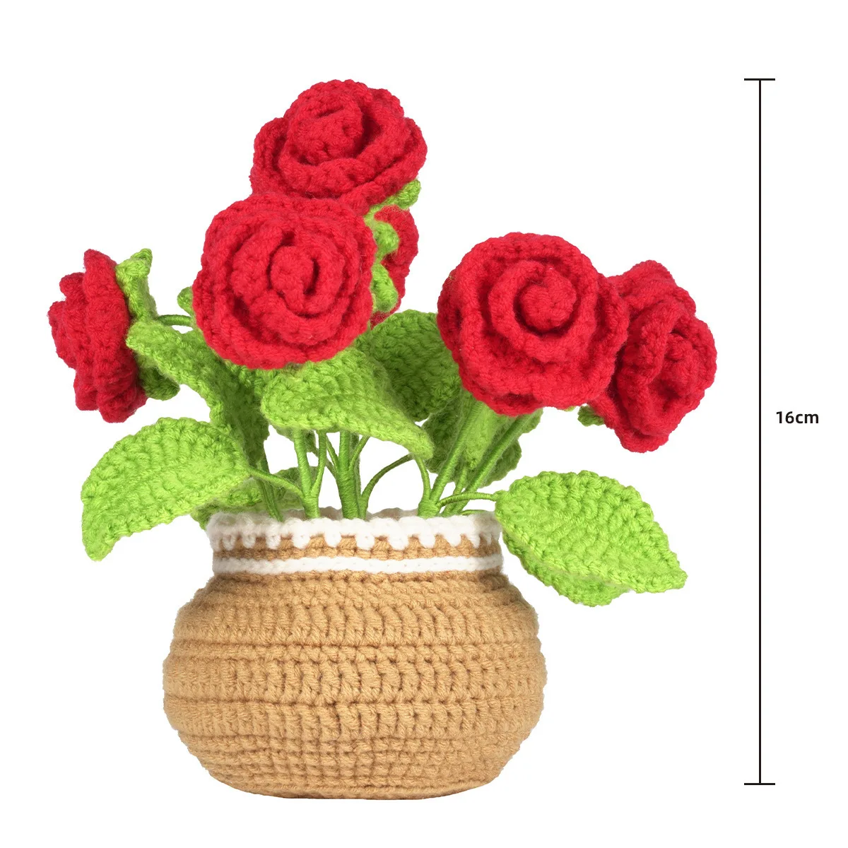 New Crochet Material Pack Knitted Doll Handmade Wool Rose Large Potted Plant Ornament