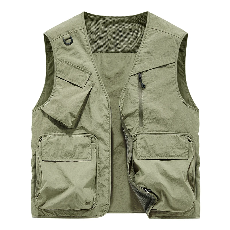 Summer Outdoor Style Function Sleeveless Cargo Waistcoat Men Solid Multi-Pocket Fishing Vest Man Sleeveless Jackets Casual Vests