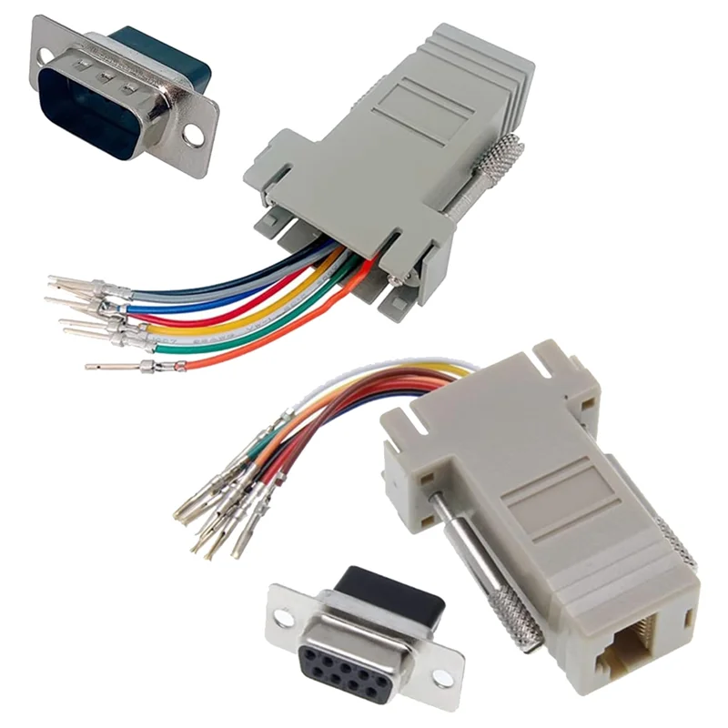 Adaptador Modular DB9 a RJ45, adaptador Ethernet DB9 a RJ45 hembra fácil de usar, 10 Uds.