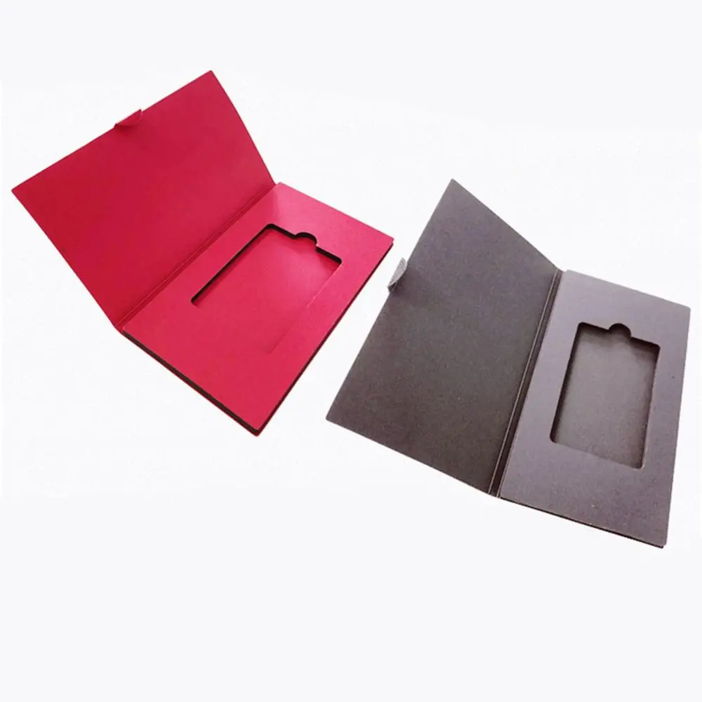 New Paper Gift Card Box Foldable Structure Red or Black Card Packaging Box Rope Handle Gift Card Holder Voucher Gifting