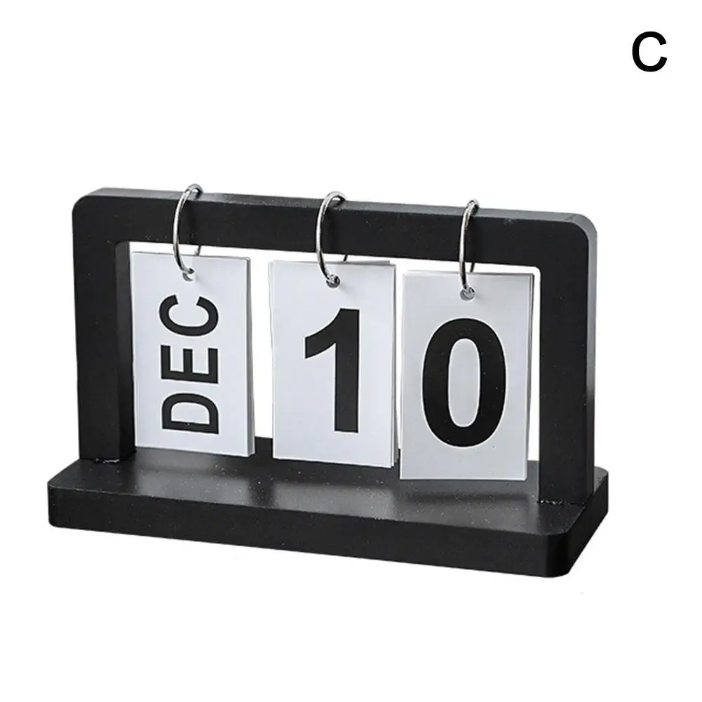 ปฏิทินไม้ถาวรเดือนพลิกแสดงวันที่เดสก์ทอปประจำวันอุปกรณ์ตกแต่งฉากถ่ายรูปกำหนดการสำนักงาน Q1R3บ้าน