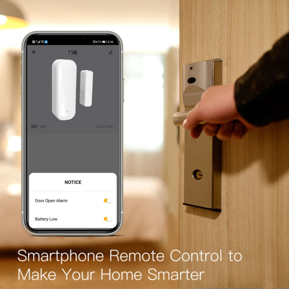 Zigbee Door Window Sensor for Tuya APP Open Entry Smart Security Alarms Compatible with Alexa Google Home Hub Required