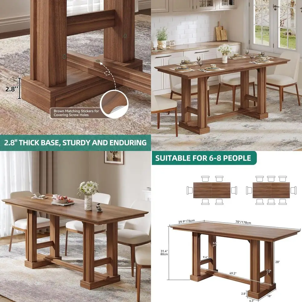 

Обеденный стол из орехового дерева на 6-10 персон, с толстым основанием, подходит для кухни, столовой и гостиной