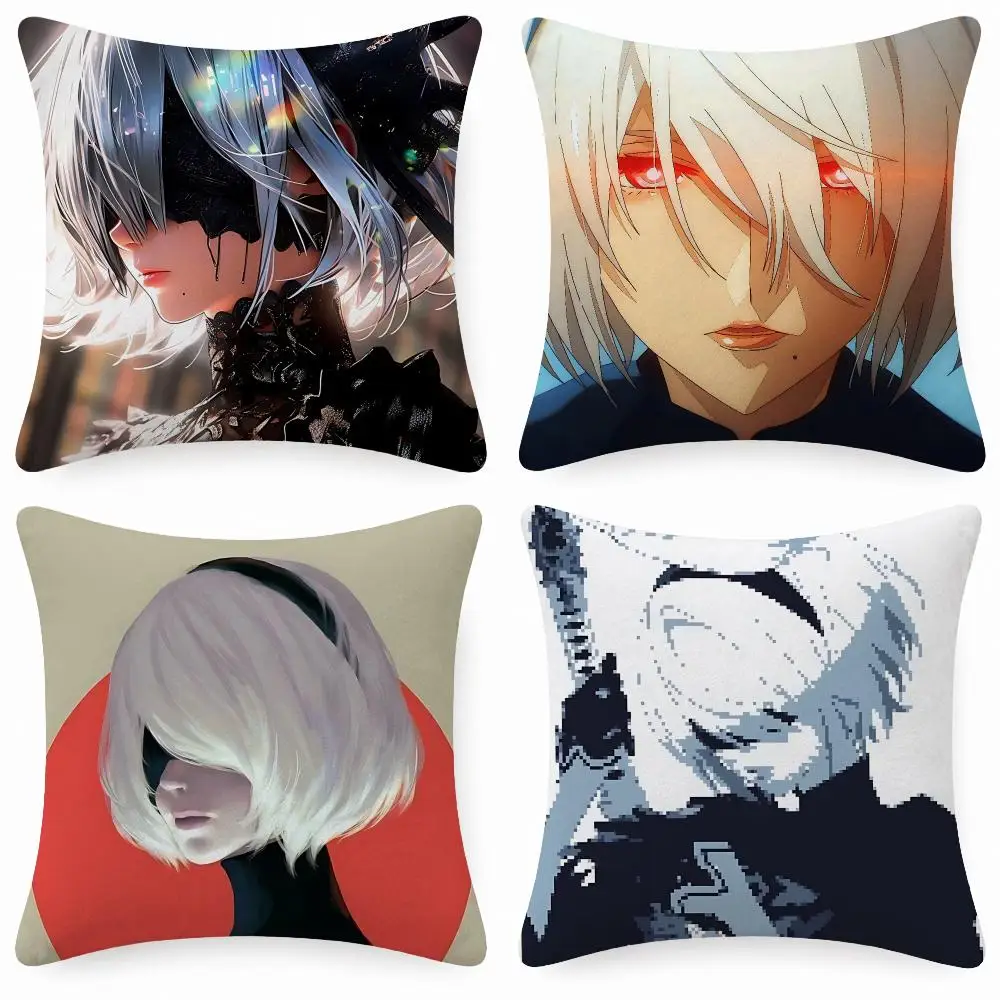 Game Nier 2-2B Cushion Cover Soft Short Plush Anti-Mite Sofa Bedroom Den Car Dorm Decor Gifts