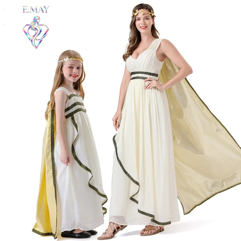 Halloween Ancient Goddess Queen Cosplay Costume Children Adults Parent Child Makeup Dance Performance Clothing Traditional Ch...
