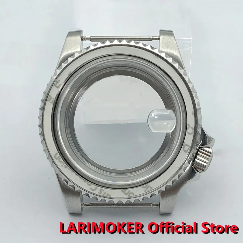 LARIMOKER 40mm Case  Silver 3.8 o'clock Stainless Steel Diver Wristwatch NH35A Case Sapphire Glass Fit NH35 NH36 Movement