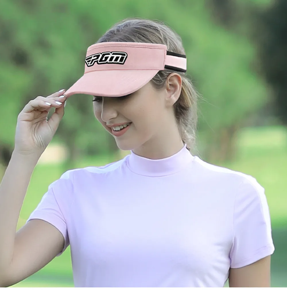 PGM Golf Cap Women Summer Hat Breathable Mesh Sun Visor Anti-UV Ladies Sunscreen Cap Adjustable 22Cm Wide Edge Baseball Hats