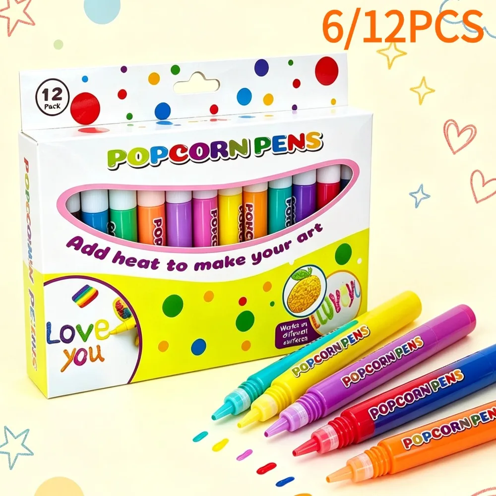 Magical Puffy Popcorn Pens Set 3D DIY Art Marker Graffiti Drawing Pen For Card Making Holiday Crafts Home School Art Supplies