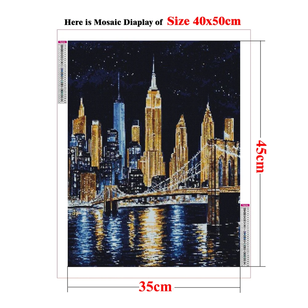 5D DIY Diamond Painting New York City Lights At Night Diamond Mosaic New Collection Manhattan Architecture Decorative Paintings