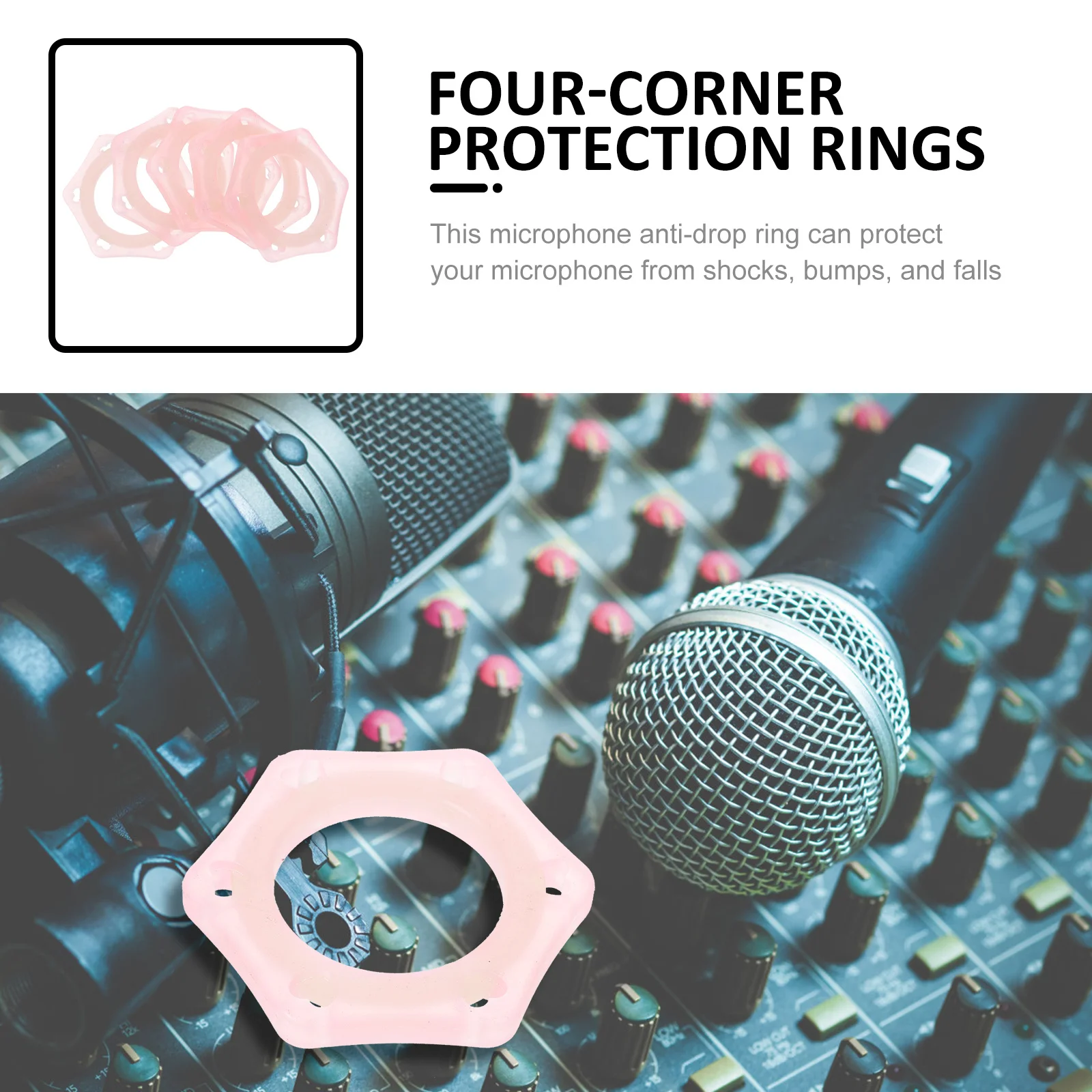 

5pcs Glow-In-The-Dark Non-Slip Microphone Anti-Drop Ring Six-Corner Protection Universal Fit For Ktv Mic Durable Accessory