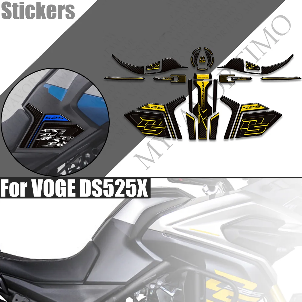 For VOGE DS525X Adventure ADV Motorcycle Handguard Tank Pad Gas Fuel Oil Protection Stickers moto Decals Fairing Fender