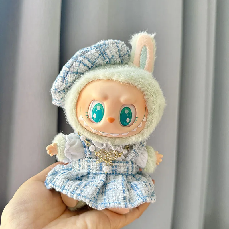 17cm Labubu II Idol Dolls Clothes Cute Mini Plush Doll Sitting Party Outfit Korea Kpop Exo Clothing Bib Pants Skirts DIY Gift