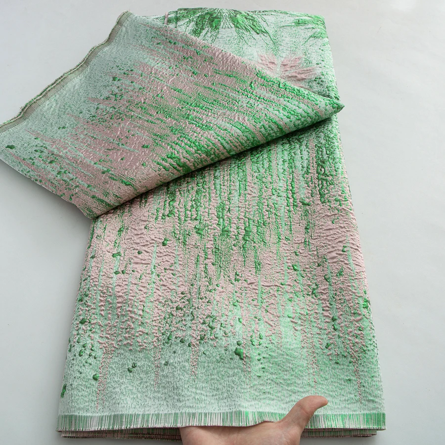 ナイジェリアジャカードレース生地-2025-高品質-5-ヤード金メッキアフリカフランスブロケードレース生地エレガントなドレス女性のための-a4234