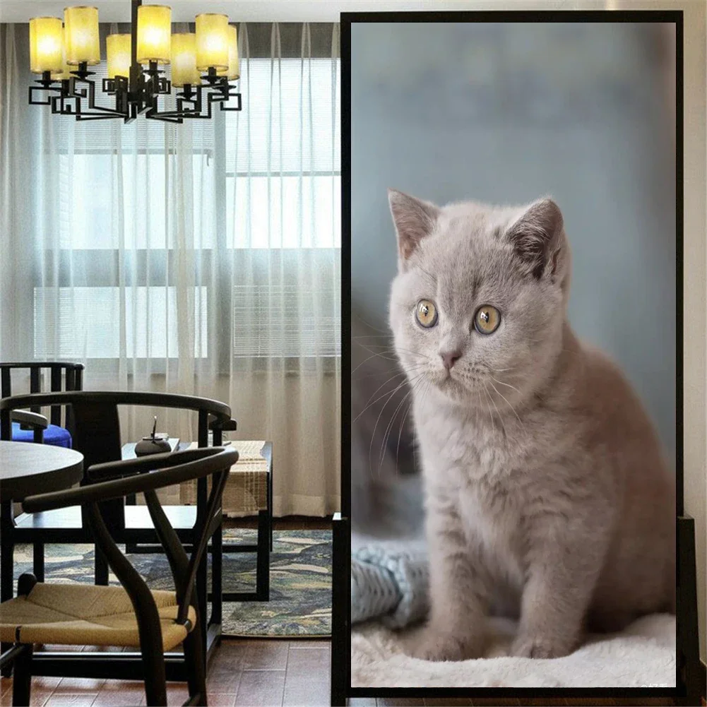No Glue  Static Cling Privacy Windows Film Translucence Decorative  Cute Cat Stained  Glass Window Stickers  Window Tint 11