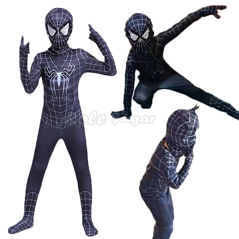 Superhero Spiderman Costume Bodysuit for Kids Spandex Zentai Halloween Cosplay Far From Home Spider Man Jumpsuit Headgear Suits