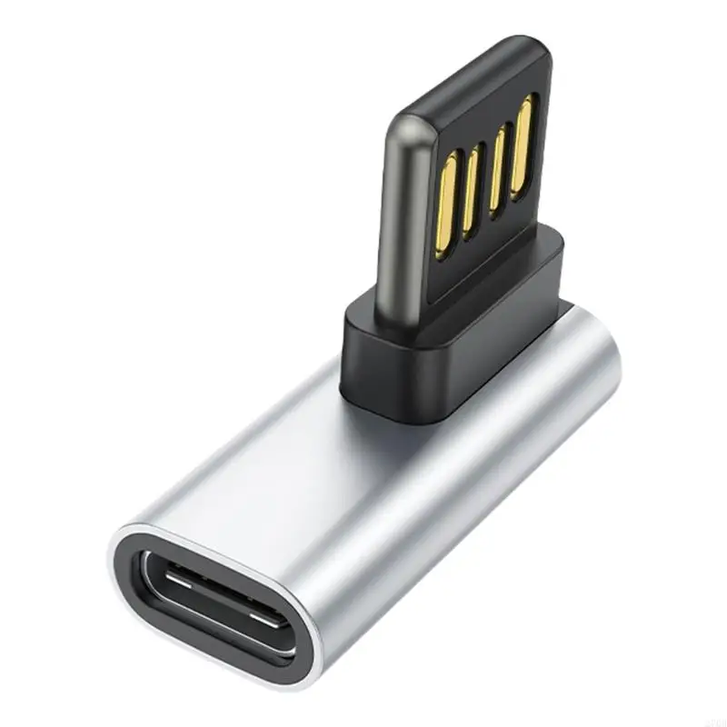 90 Degree USB to Type C Adapter Reversible Plugs Suitable for Narrow Space Durability and Lightweight for Daily Carry