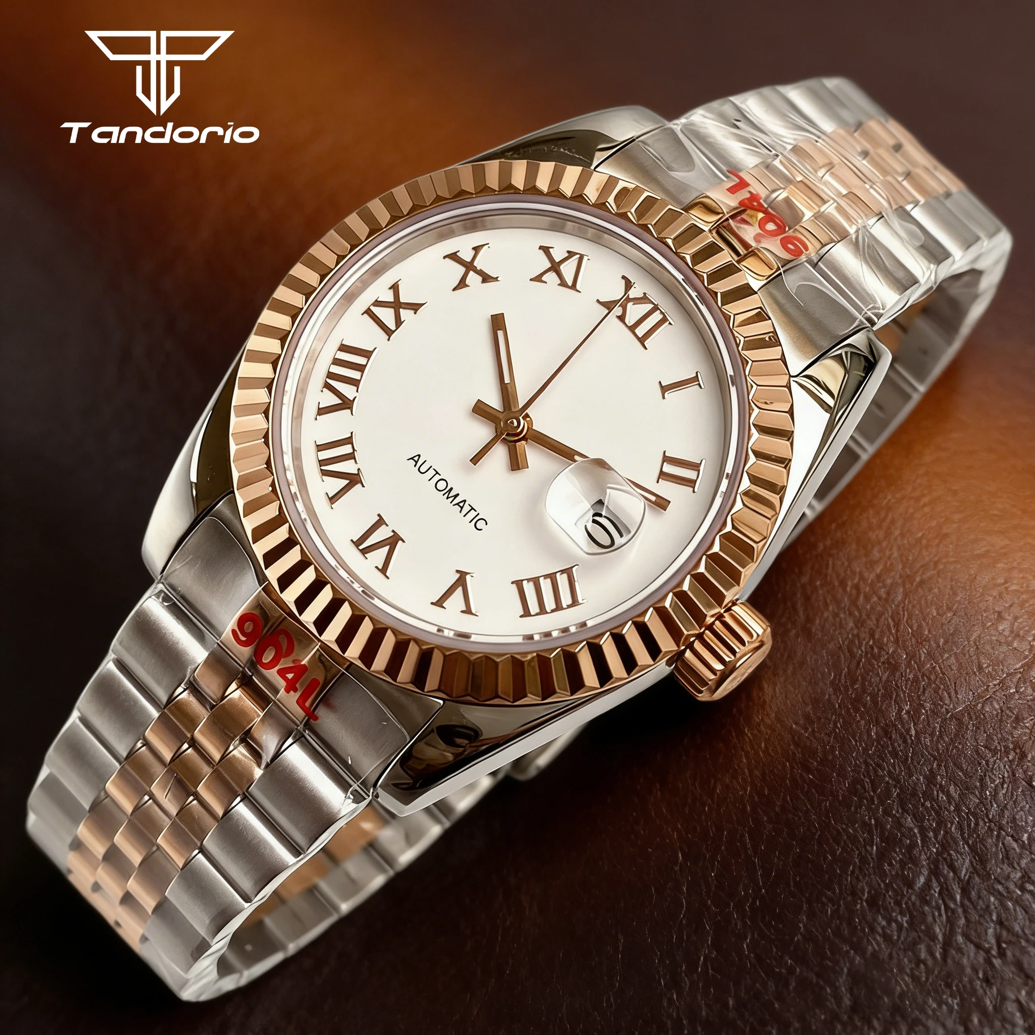 31mm Two Tone Lady Watch NH05A Movement Roman Number Dial Luxury Steel Automatic Wristwatch Women Waterproof Clock