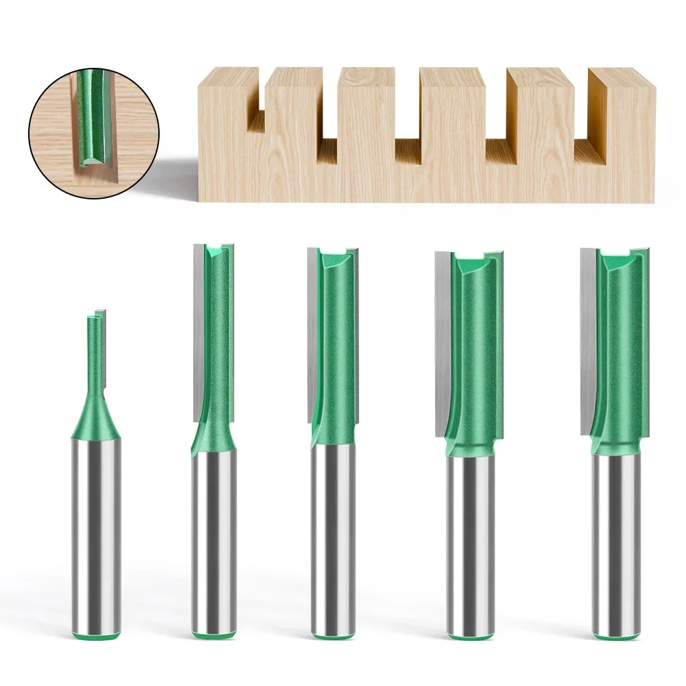 20PCS Router Bit Set, 8mm Shank Single Double Flute Straight Bit Milling Cutting, Cemented Tungsten Carbide Milling Cutting