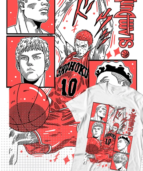 T-shirt For Anime Slam Dunk Equipo en Acción