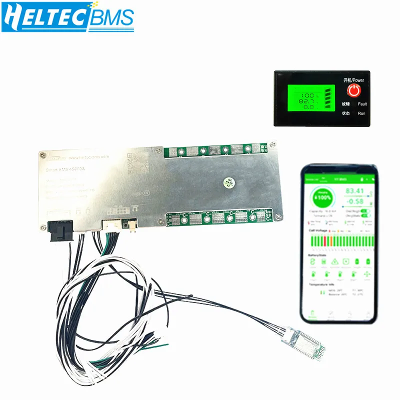 

Heltec 12V Smart BMS 4S 3S LiFePo4 bms 12V 50A 100A 200A Li-Ion LTO bms balance APP LCD RS485