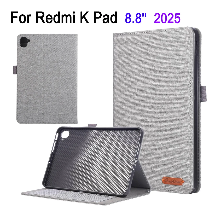 

Чехол для планшета с текстурой ткани 2025 года для Xiaomi Redmi K Pad 8,8 дюйма, противоударный защитный чехол из искусственной кожи с откидным держателем, чехол для планшета