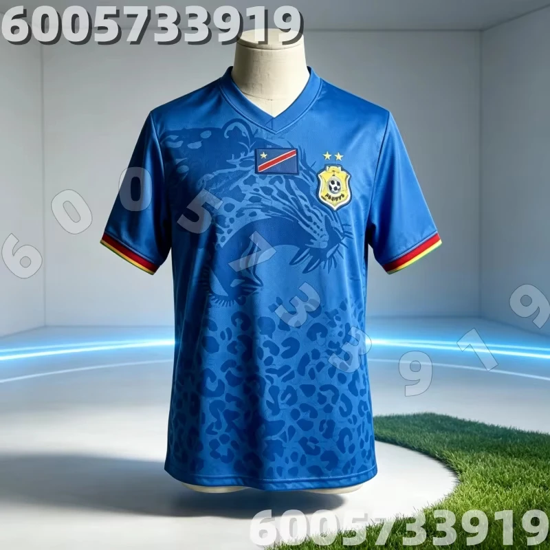 2026 Hot Sellling Men's DR Congo Inspired Soccer Jerseys Blue Leopard 3D Printed Shirt Family Matching Outfits Family Kids Tees