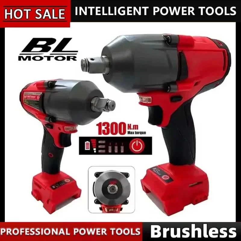 

For Milwaukee 1300NM Cordless Electric WrenchLarge Torque Brushless Impact Wrench Car Truck Repair Power Tools 18V Battery