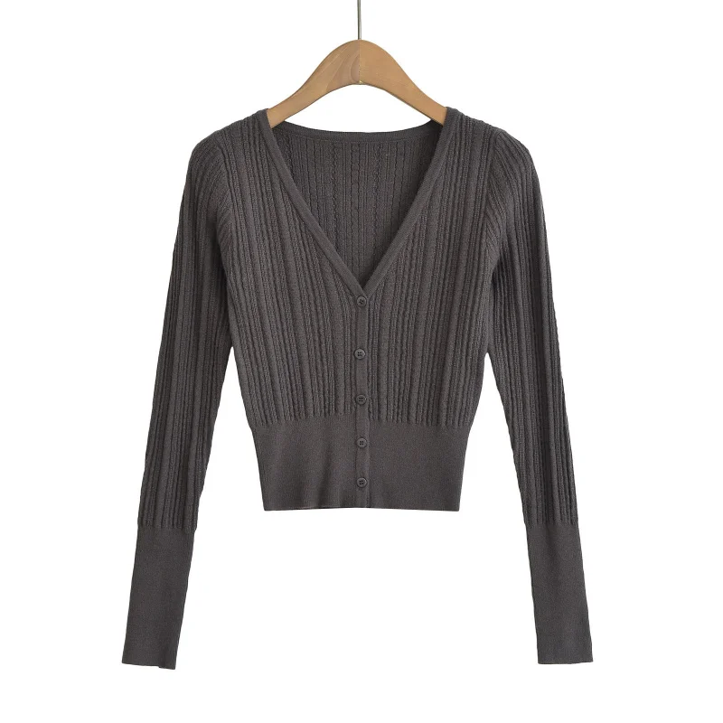 Koreanischen Stil Slim Fit Gestrickte Pullover für Frauen2025Herbst Neue Pure DesireVButtoned Kragen Innere Schicht Langarm Strickjacke Top