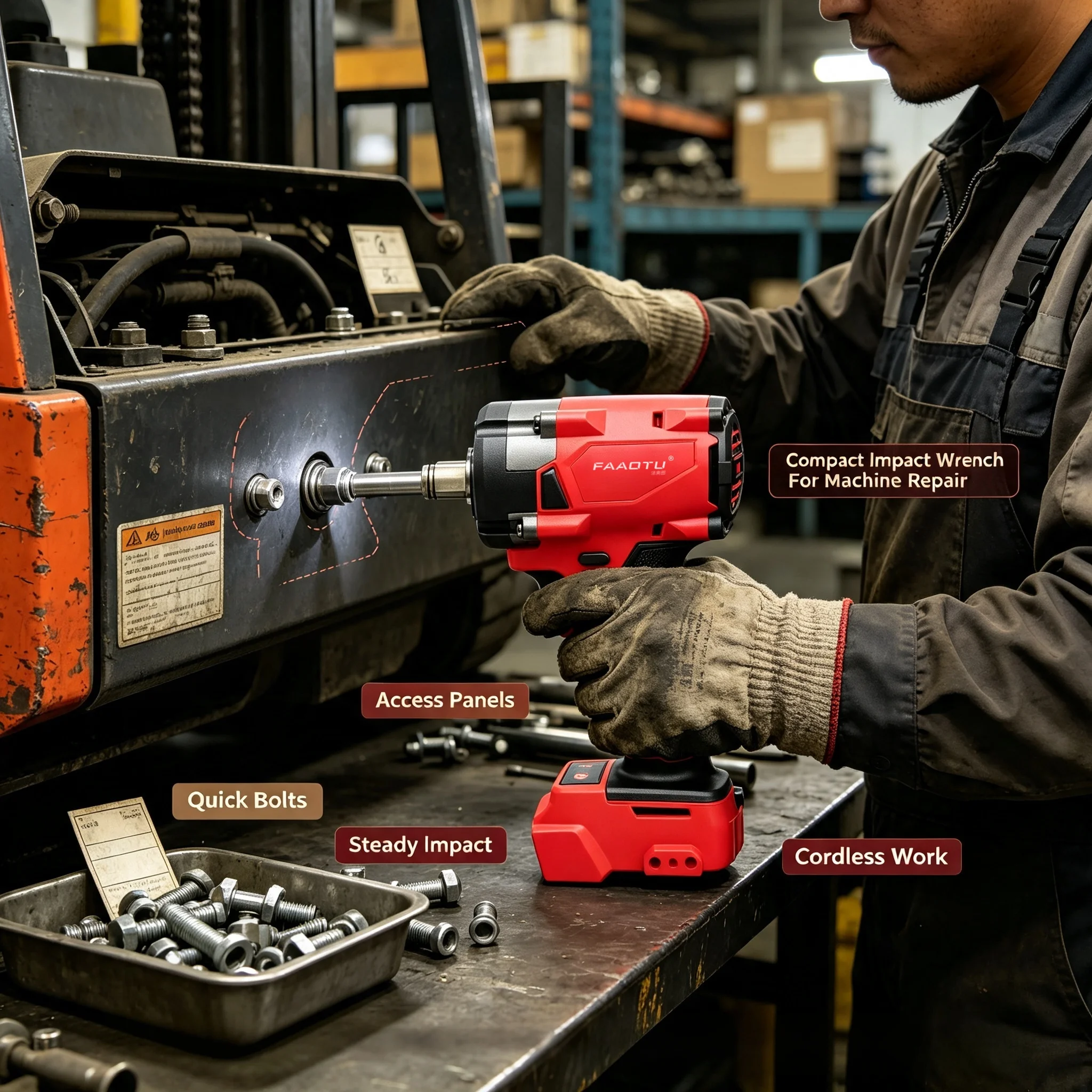 FAAOTU Compact Brushless Impact Wrench Same Body Layout & Operating Mode As MWQ Bare Tool Suitable for MWQ 18vbattery No Battery