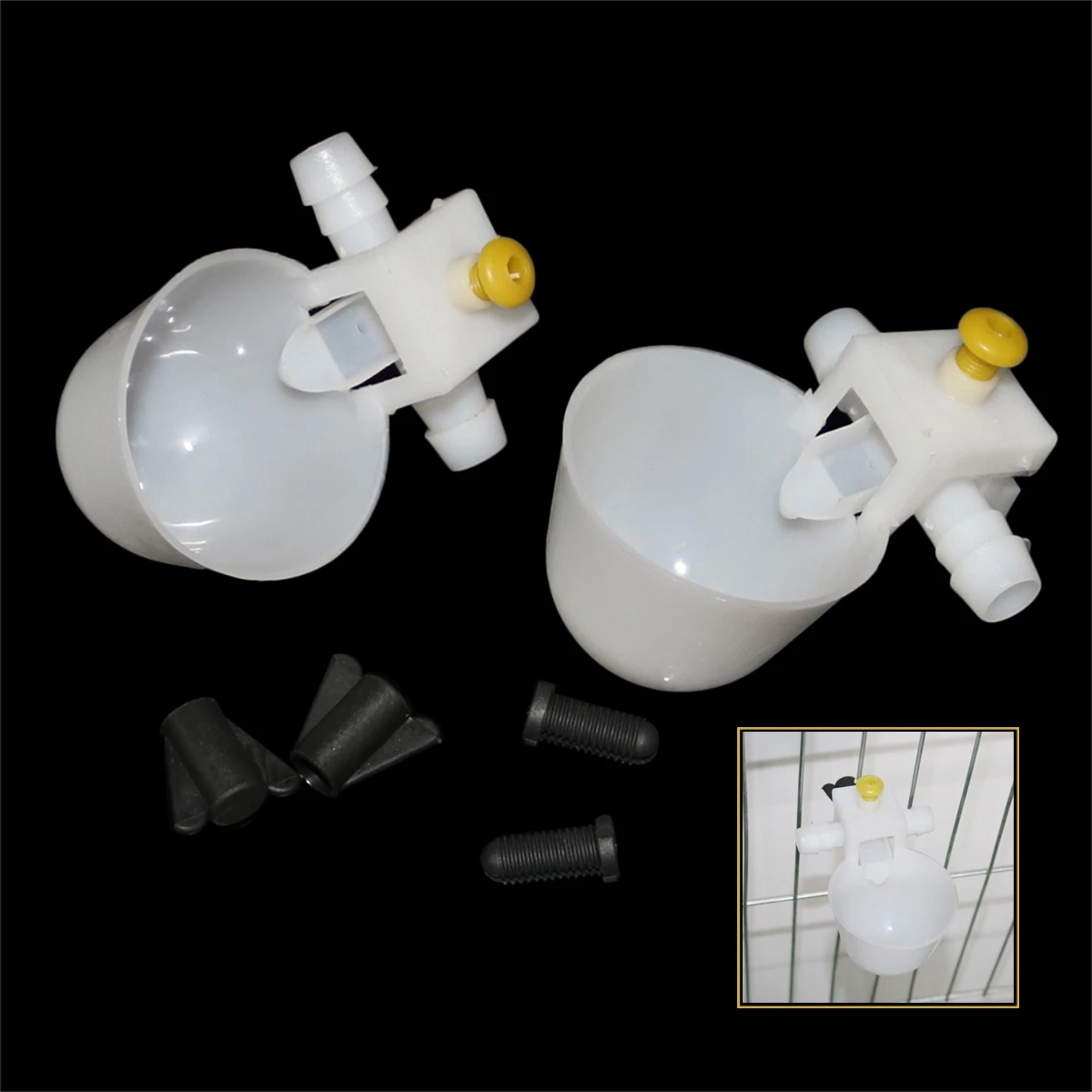 13.5mm Interface Pigeon Quail Parrot Bird Drinking Cup Horizontal Water Bowl Automatic Hanging Adjustable Drinking Fountain 50Pc