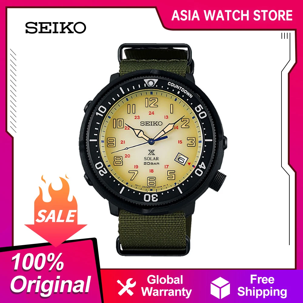 Seiko Prospex Series Quartz Watch Men's Japan Original 20 Bar Waterproof Silicone Wristband Sports Style Watch