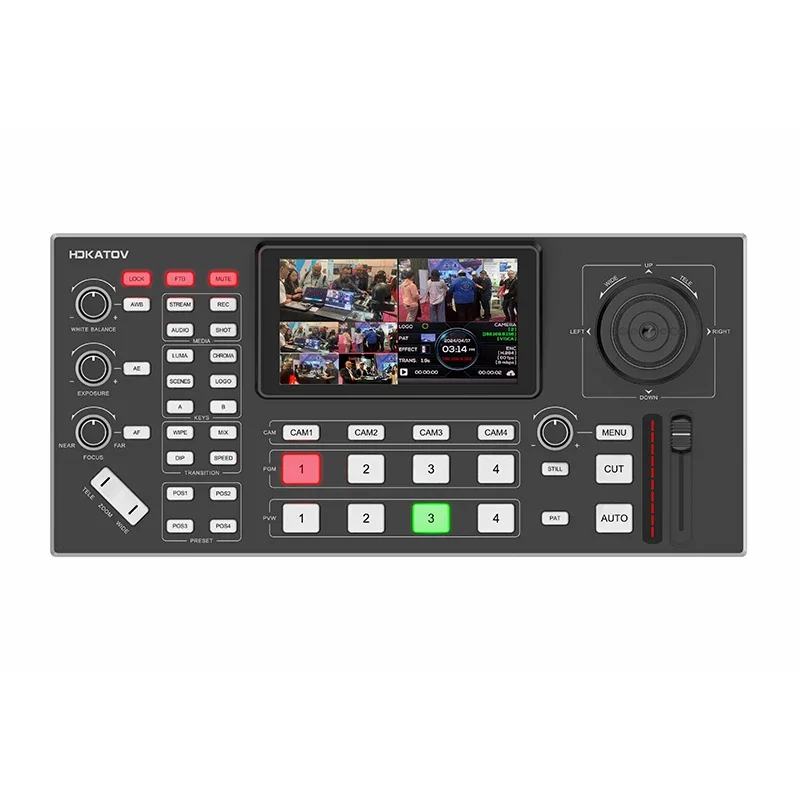 Professional Black Magic Video Mixer Switcher Live Streaming 4 Channels Video 5.5 Inch FHD LCD Screen PTZ Control Video Switcher