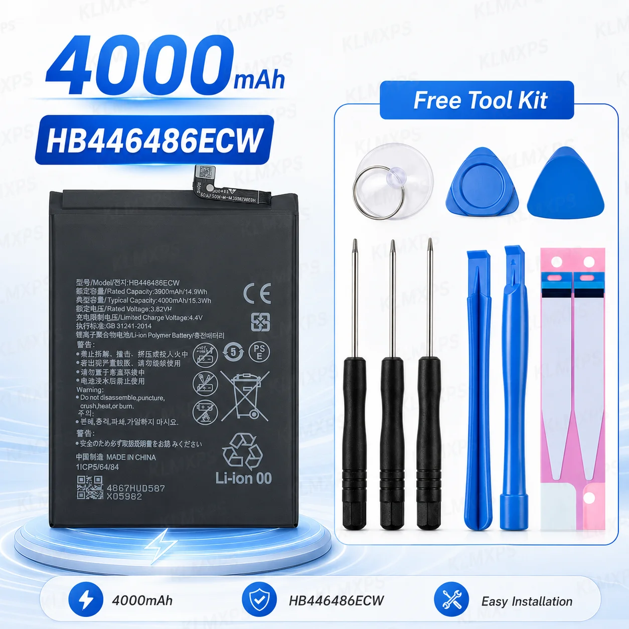 HB446486ECW 4000mAh Fast Charge Battery for Honor 9X/Pro Nova5i Enjoy10Plus High Capacity Replacement Lithium Battery