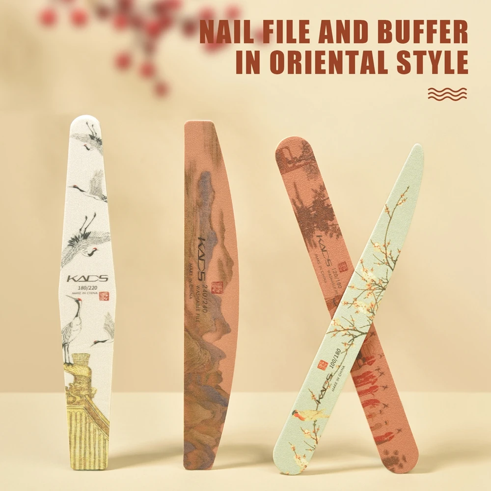 4Pcs/Set KADS Nail File and Buffer Oriental Style Professional 100 120 180 220 240 Grit Nail Polish File Set Nails Care Tool