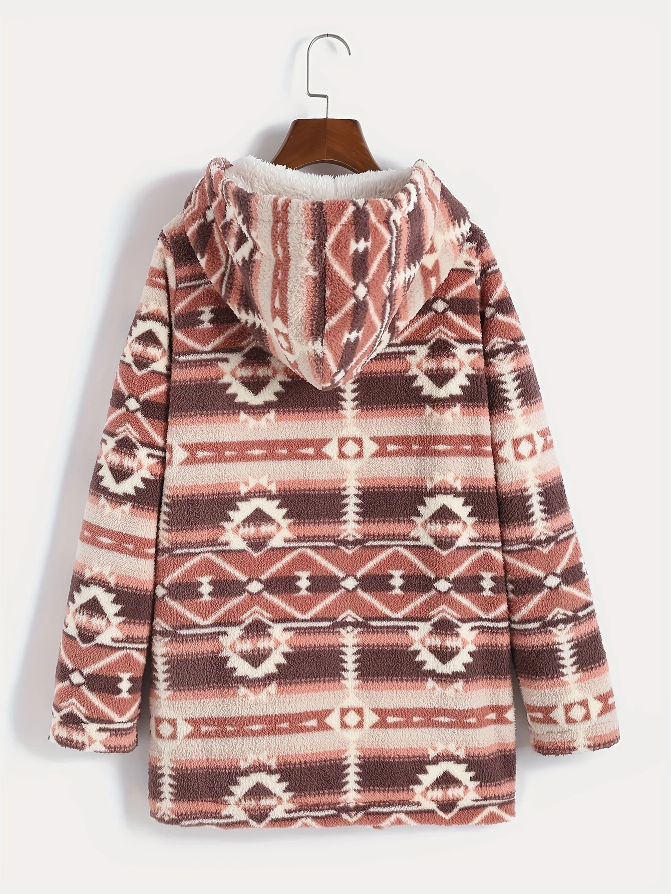 National style, European and American fashion  new printing temperament  warmth long hooded plush coat female