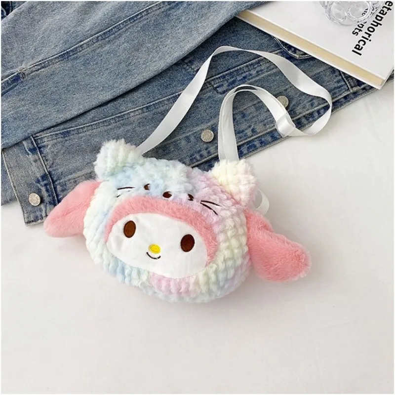 Sanrio Pudding Dog Tie Dyed Pacha Dog Plush Toy Bag Colored Kuromi Doll Small Bag Scratching Doll Machine Plush Doll Bag Gift