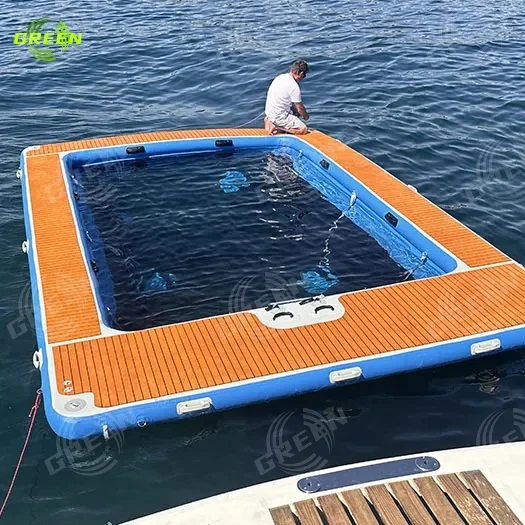 Зеленый надувной плавучий бассейн для моря и океана с сеткой, надувной бассейн с сеткой для плавания, горячая распродажа